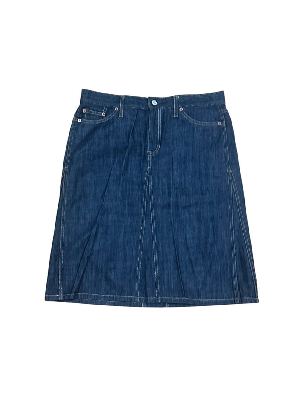 Vintage Y2K Gap Jeans Denim Midi Skirt Size 8 Dark Wash A-Line NWT